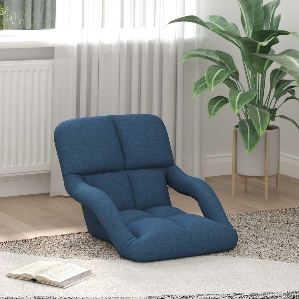 Adjustable Floor Chair with Armrests 5 Position Reclining Backrest Fabric