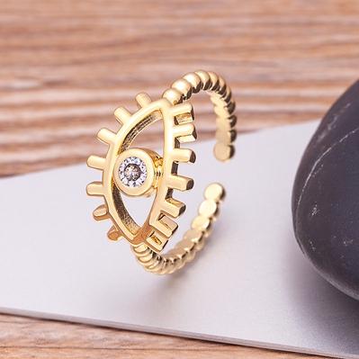 Fashion Bohemian Lucky Turkish Evil Eye Rhinestone Open Rings For Women Vintage Boho Adjustable Ring Copper Zircon Party Jewelry