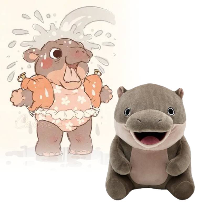 Moo Deng Hippo Plush Toy Stuffed Animal Doll Throw Pillow Decoration Gift Kids