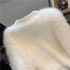 Autumn Winter Women V-neck Single Breasted Imitation Mink Fur Mohair Soft Knitted Sweater Cardigan Coat Jacket