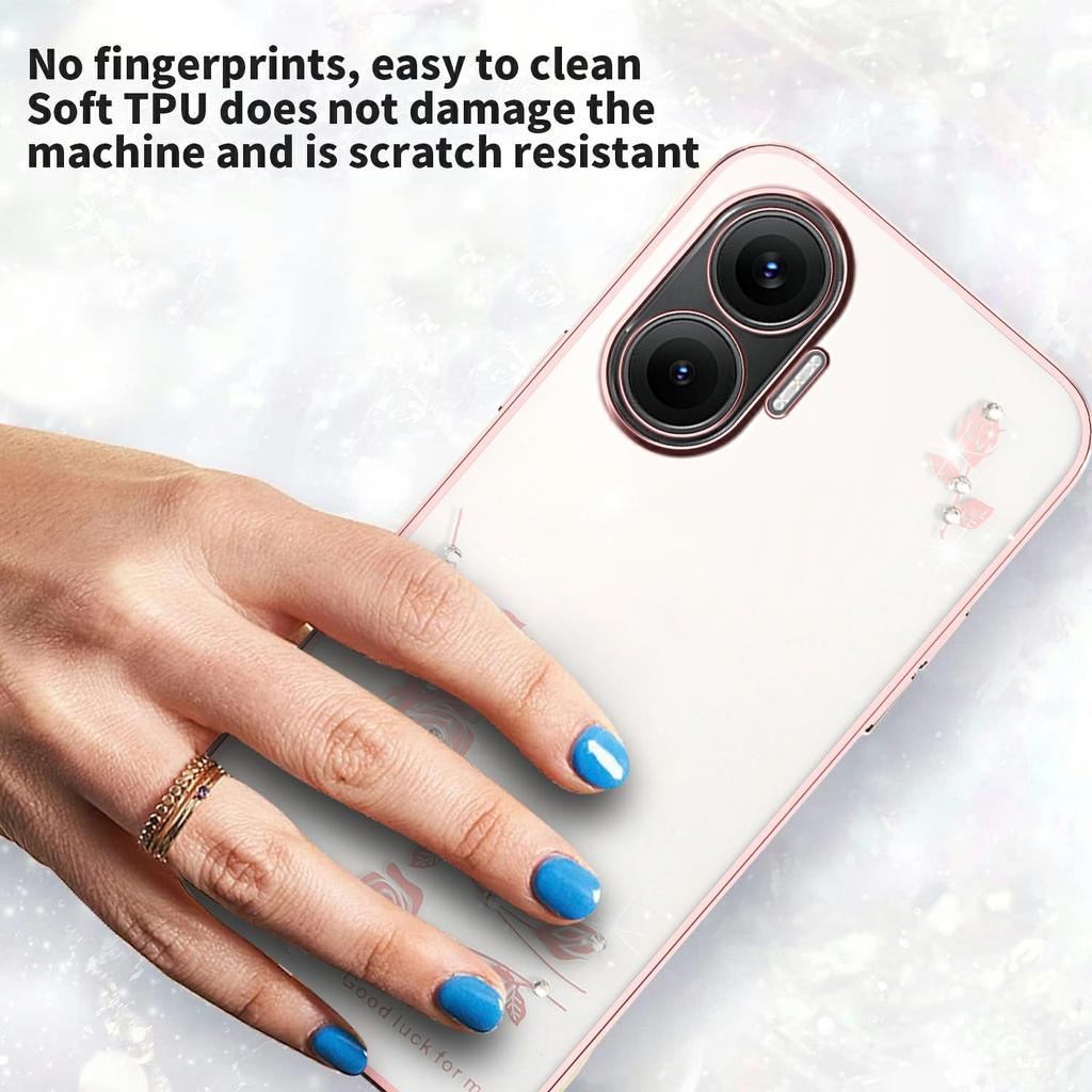 KADEM For Xiaomi Redmi Turbo 4 Pro 5G/Poco F7 5G Case Flower Rhinestone Decor TPU Phone Cover