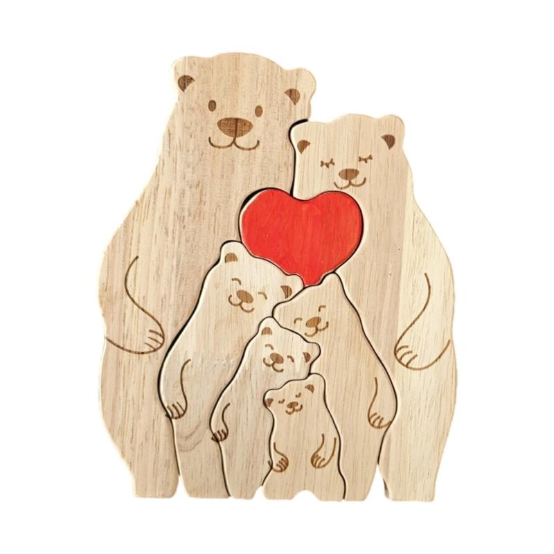 Personalize Wooden Bear Family Puzzle Housewarming Gift Unique Wooden Animal Puzzle Home Decors Wooden Cute Bear Puzzle