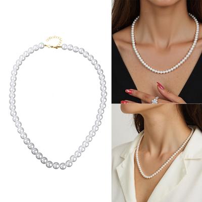 10mm White Simulated Pearl Necklace Elegant Jewelry For Women Formal Events Eco Friendly Material Lightweight Design