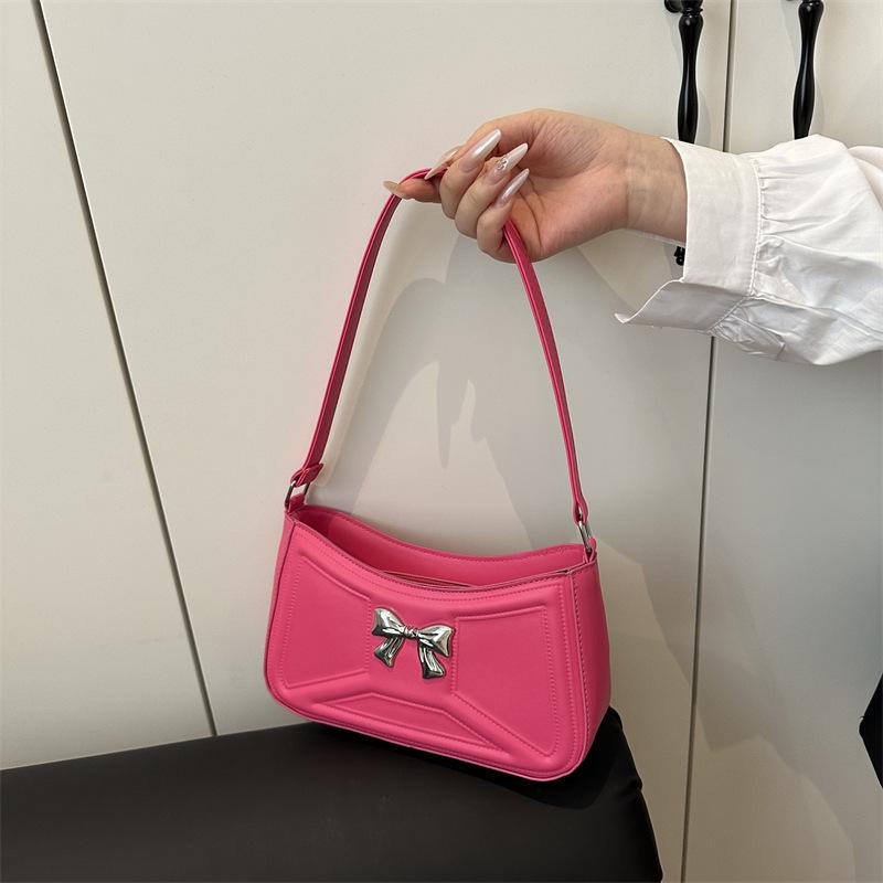 New Trend Temperament Versatile Simple Fashion Commuter Women's Bag Shoulder Portable Underarm Bag Bow Decoration Small Square