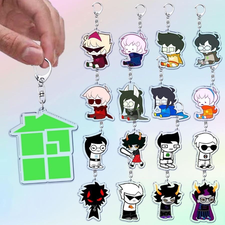 Chic Studio Unisex Cute Cartoon Homestuck Keychain Accessories Bag Charms Dave Strider John Egbert Karkat Womens Keyrings Jewelry Fans Freinds Gift