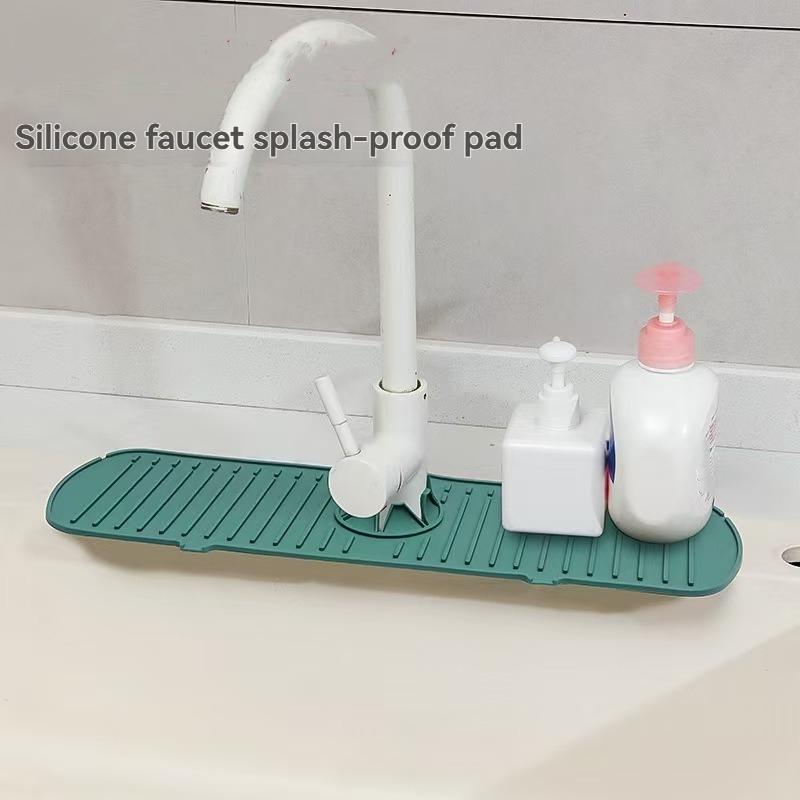 3-Piece Set of Kitchen Sink Drain Board Silicone Non-Slip Mat Drainage Mat Faucet Storage Mat
