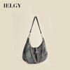 IELGY Women's Chain Portable Crescent Bag, Retro Shoulder Canvas Underarm Bag