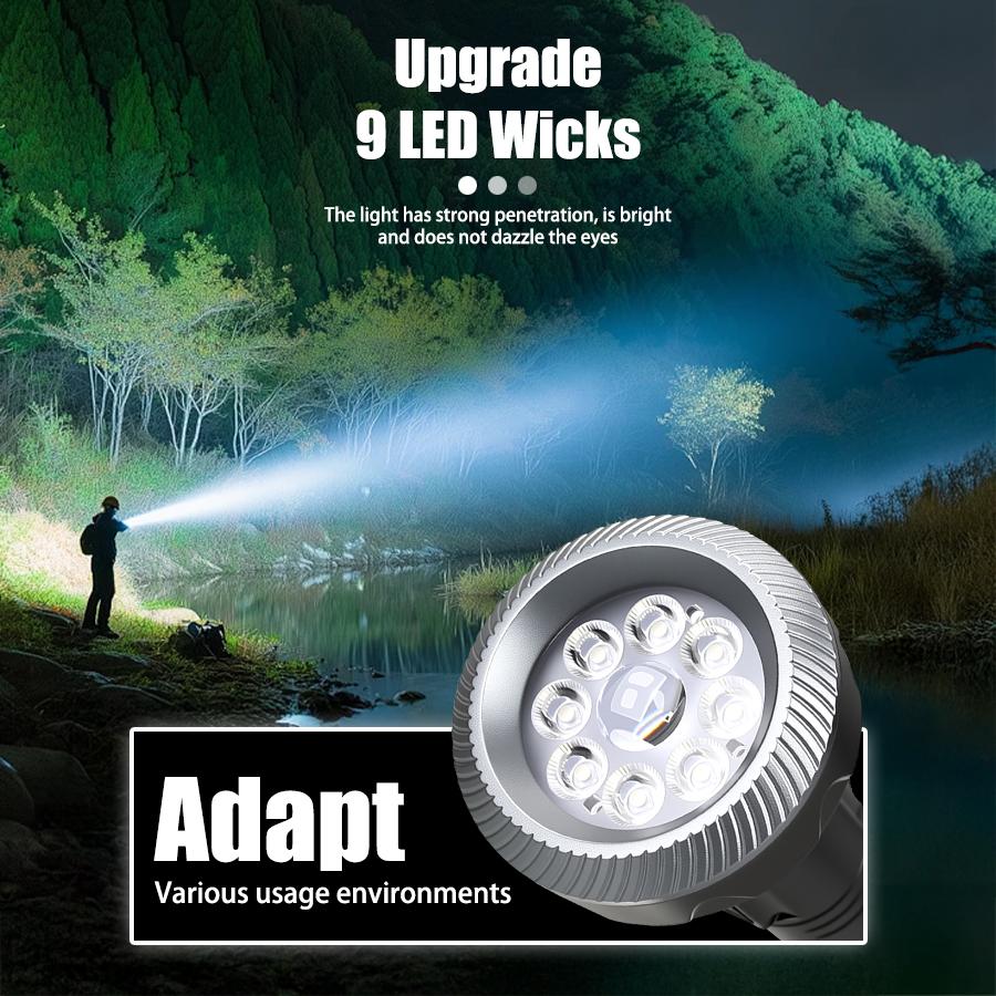LED COB Powerful Flashlight USB Rechargeable Torch 11 Lighting Modes Lamp with Tail Magnet Outdoor Camping Emergency Lantern