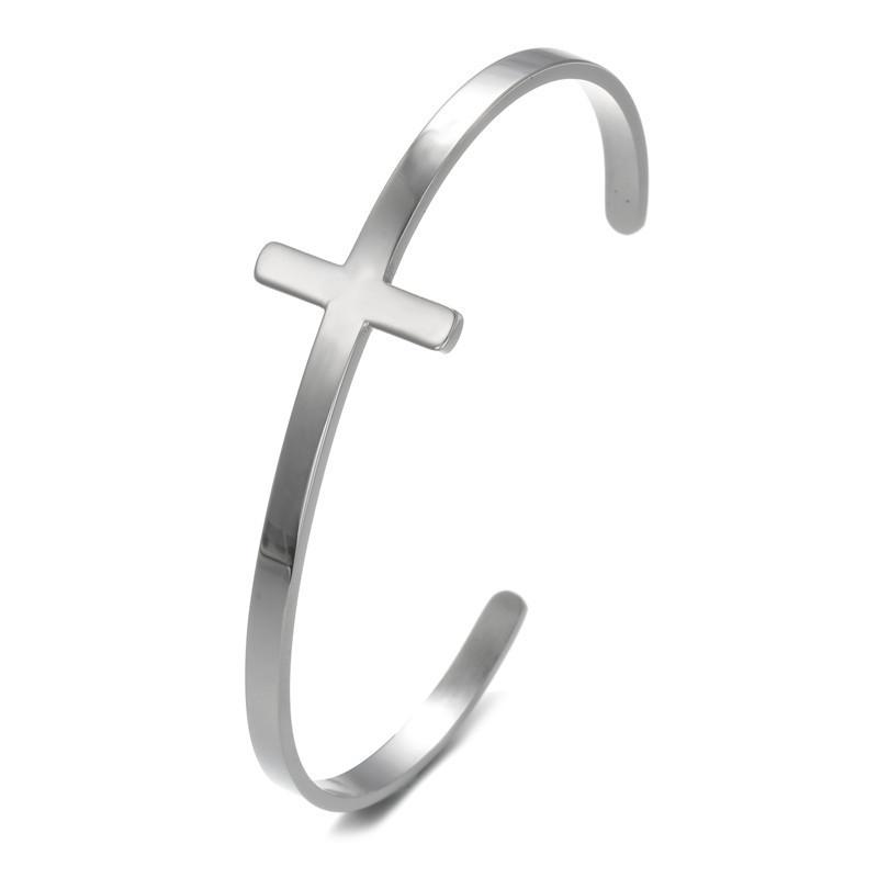 Cross Opening Bracelet Black Mens and Womens Minimalist Style