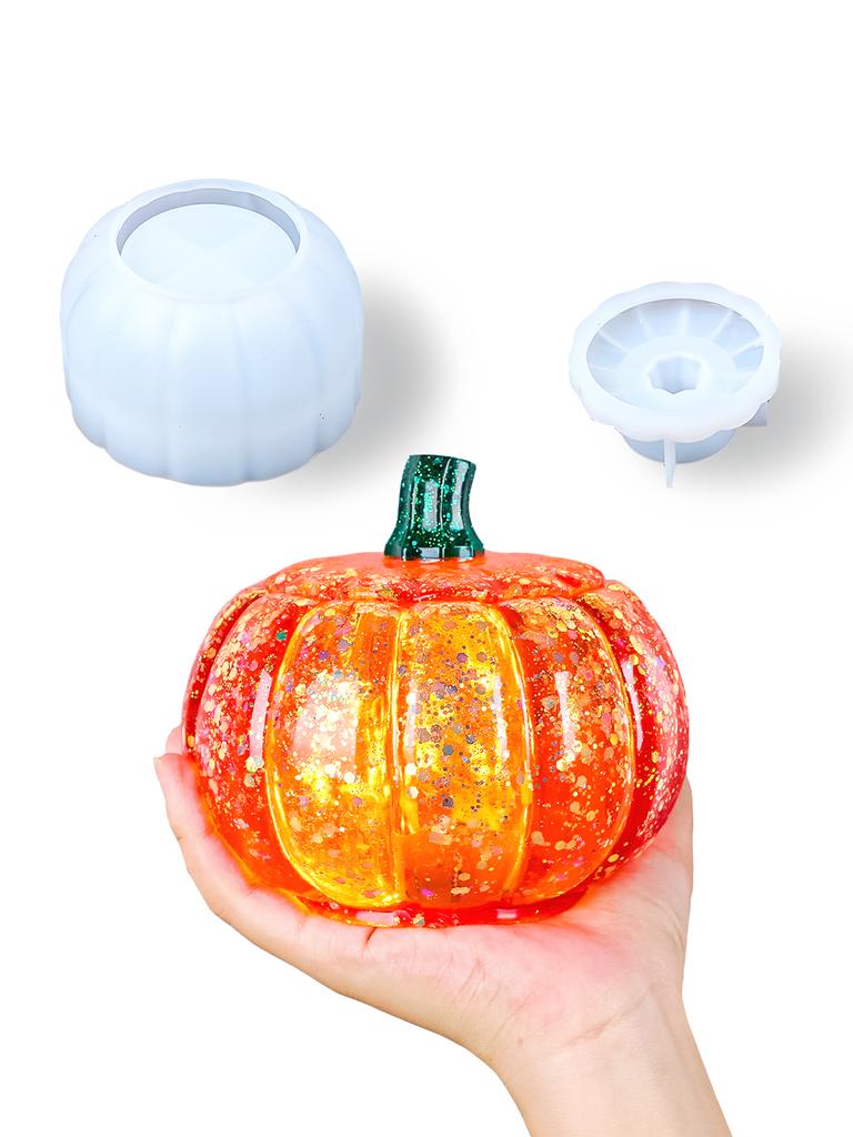 3D Large Pumpkin Storage Box Silicone Mold Plaster Candle Jar Making Mould Handmade Flowerpot Resin Molds Halloween Decor Gifts