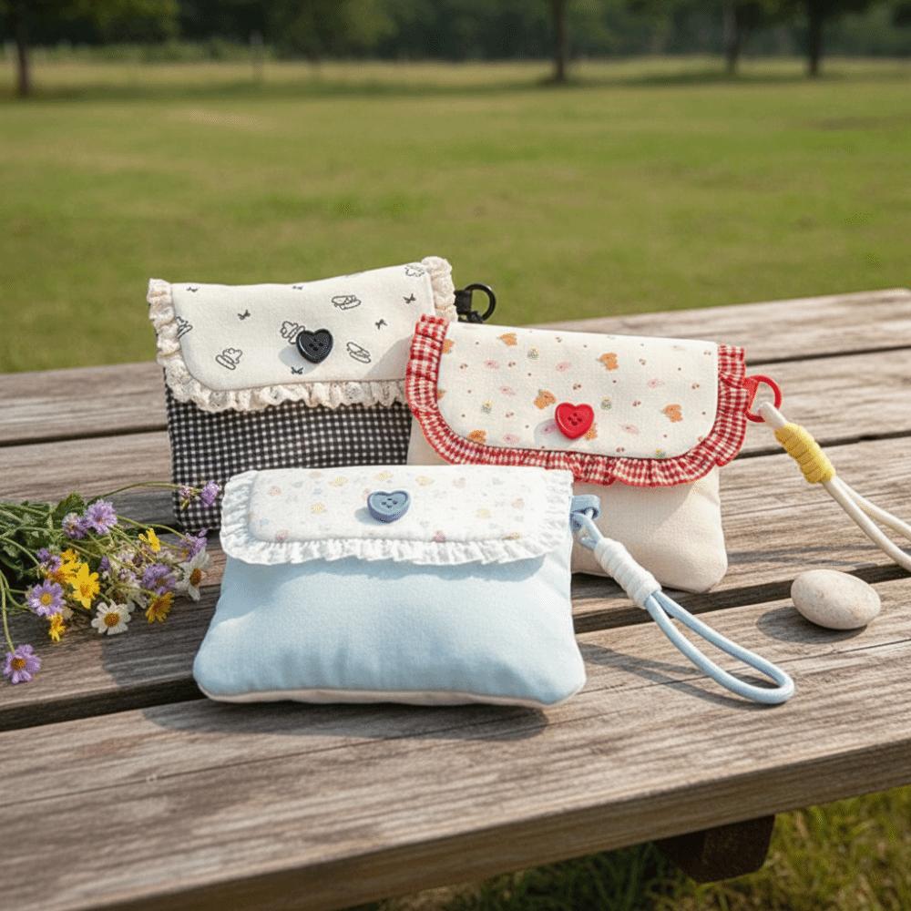 Printed Sanitary Napkin Storage Bag Purse Mini Cosmetic Bag Cute Floral Makeup Bag Student