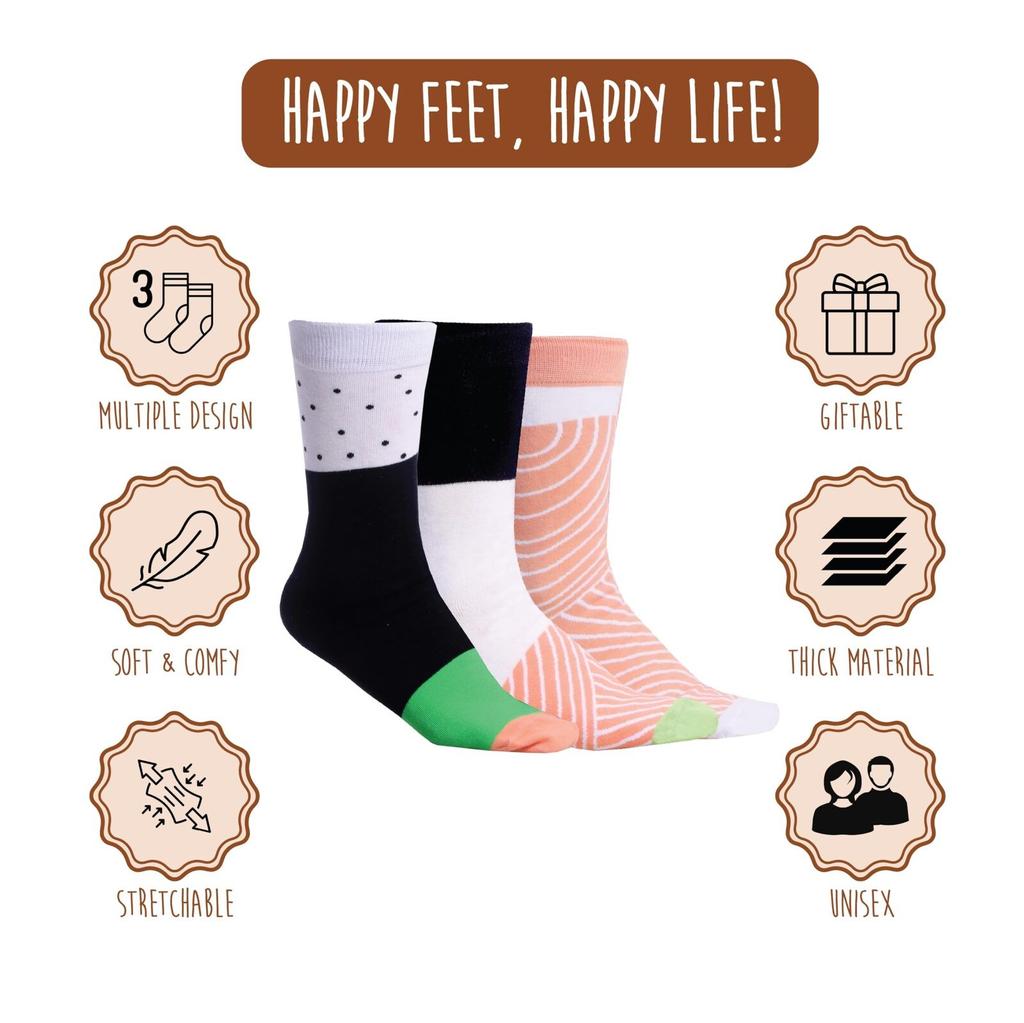 Craze-Sushi Socks In A Box, 1 Size Fits Most 3or 5 Pairs Gift For Men And Women