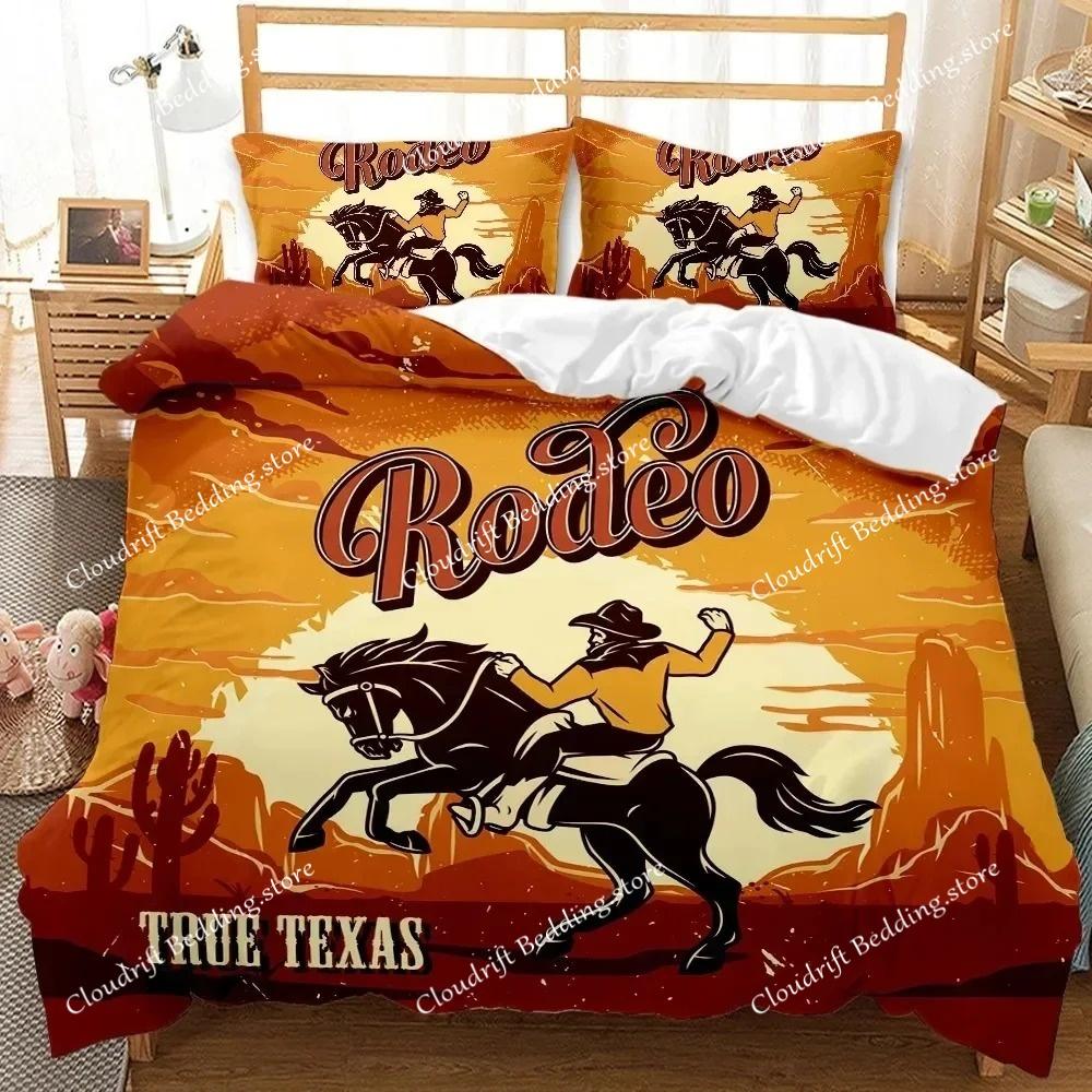 Western Cowboy Sunset Scenery Bedding Set Boys Girls Twin Queen Size Duvet Cover Pillowcase Bed Boys Adult Home Textileextile