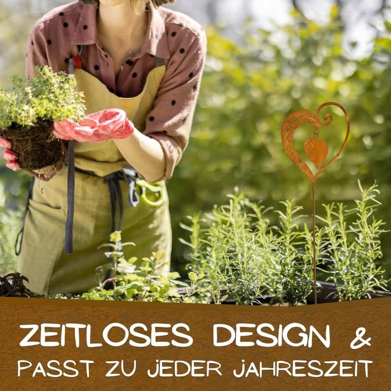 Heart Shape Rural Iron Garden Stakes Decorative Ground Stake Weather Resistant Iron Art Decors Wedding Lawn Landscape