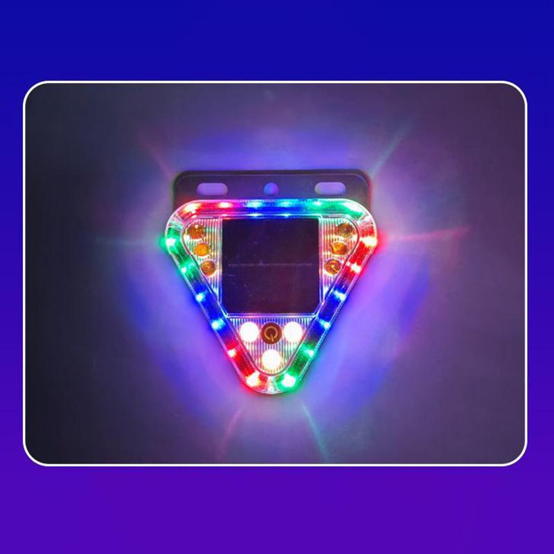 Multicolor Truck Tail Flashing Light Led Solar Warning Light Anti Collision Magnetic Touch Switch Wireless Strobe Triangle Lamp