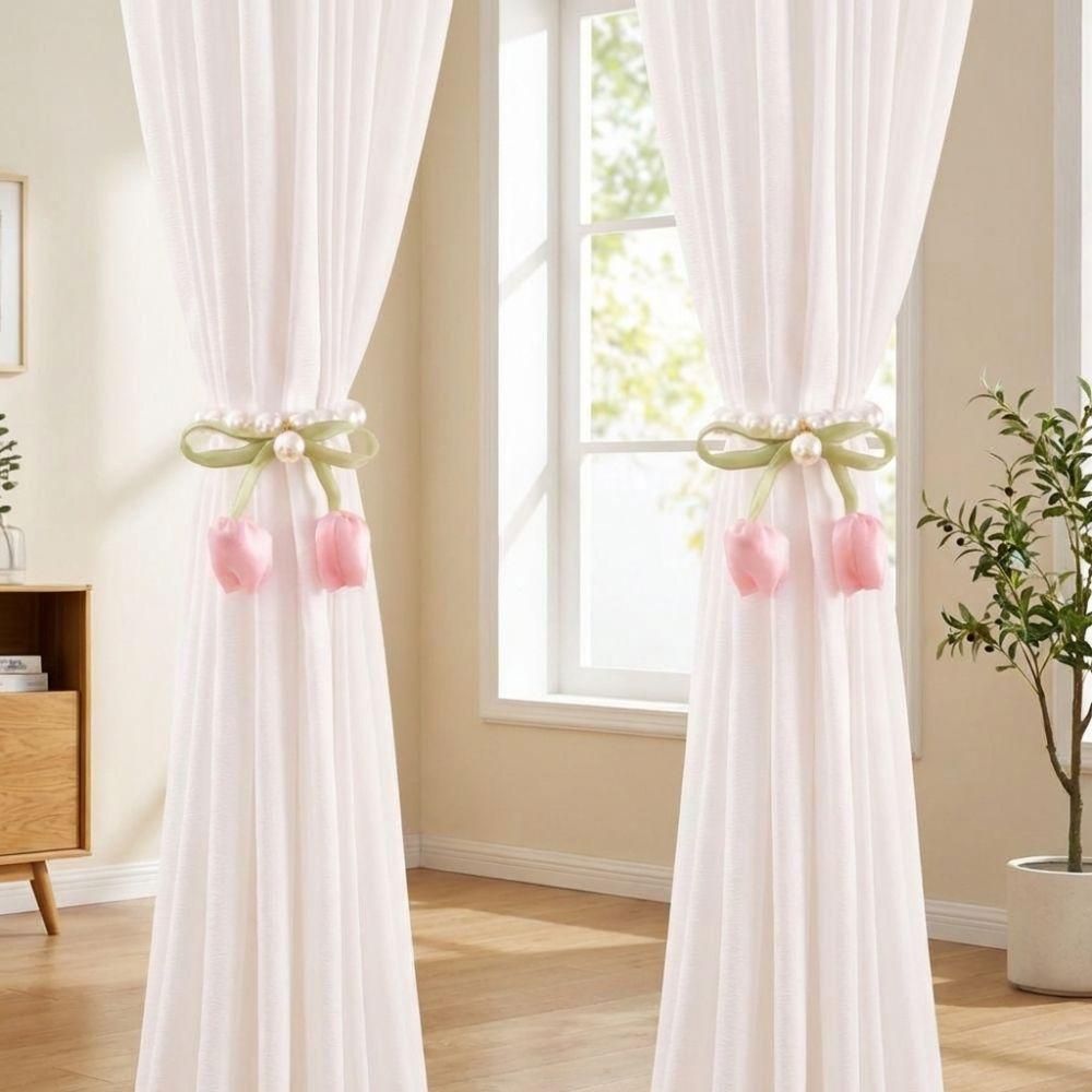Romantic Flower Pearl Curtain Buckle Exquisite Tulip Curtain Straps Curtains Tie Rope  Office