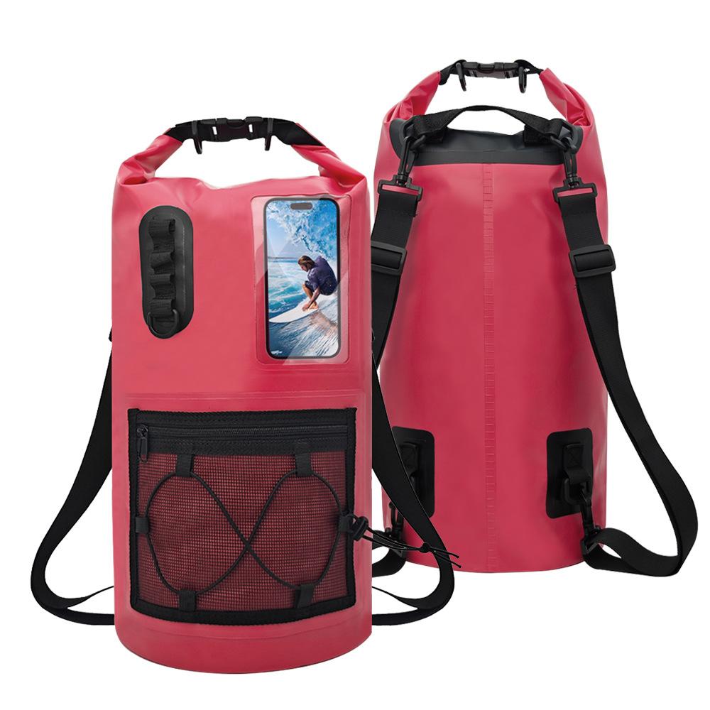 Multifunctional Pvc Waterproof Bucket Bag, Mesh Bag, Strap, Mountaineering Waterproof Backpack, Traceability, Camping Waterproof Bag 20l (in stock, patented model) розы красного