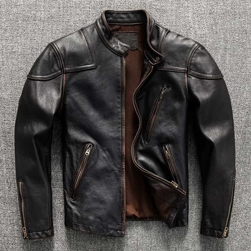 

PU Leather Jacket Retro Men s Locomotive Jacket Leather Jacket Short Slim Jacket 5XL