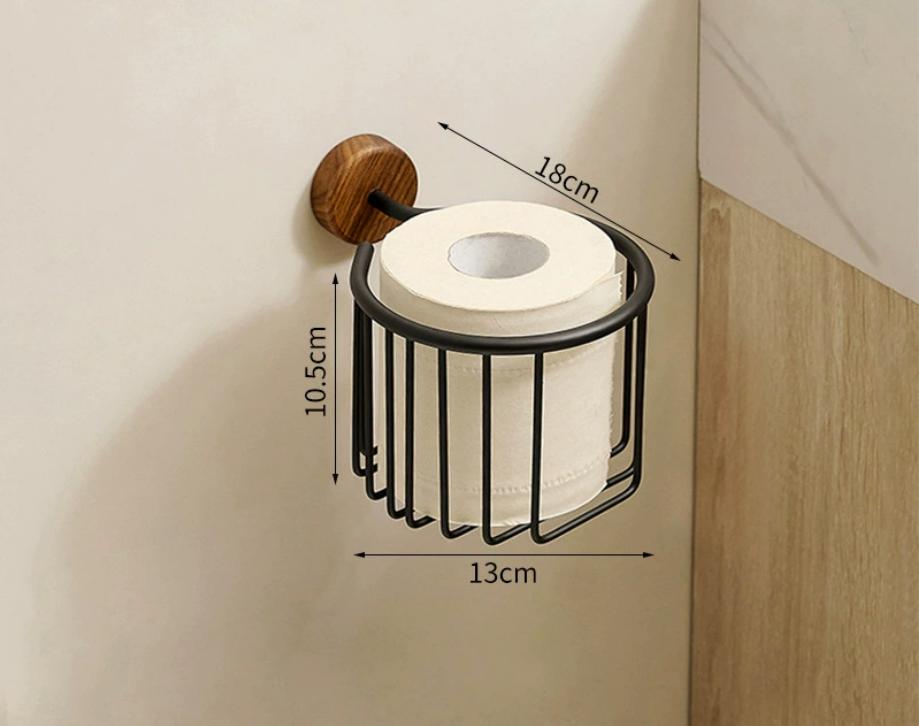 Wood Aluminum Bathroom Paper Holder with Shelf Bathroom Paper roll Holder Wall Mounted Towel Rack Toilet Paper Holder Tissue Box