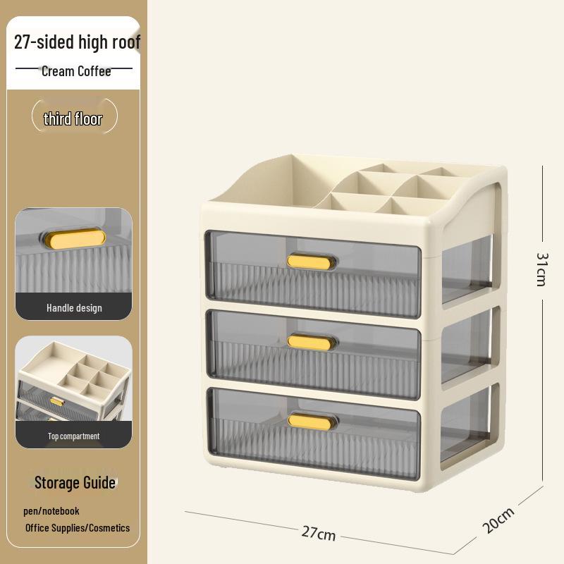 Transparent Large Capacity Cosmetic Storage Box with Drawers for Makeup, Jewelry, and Masks