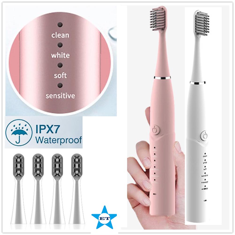 6Modes Electric Toothbrush USB Waterproof Rechargeable Custom Soft Teethbrush with 4Heads
