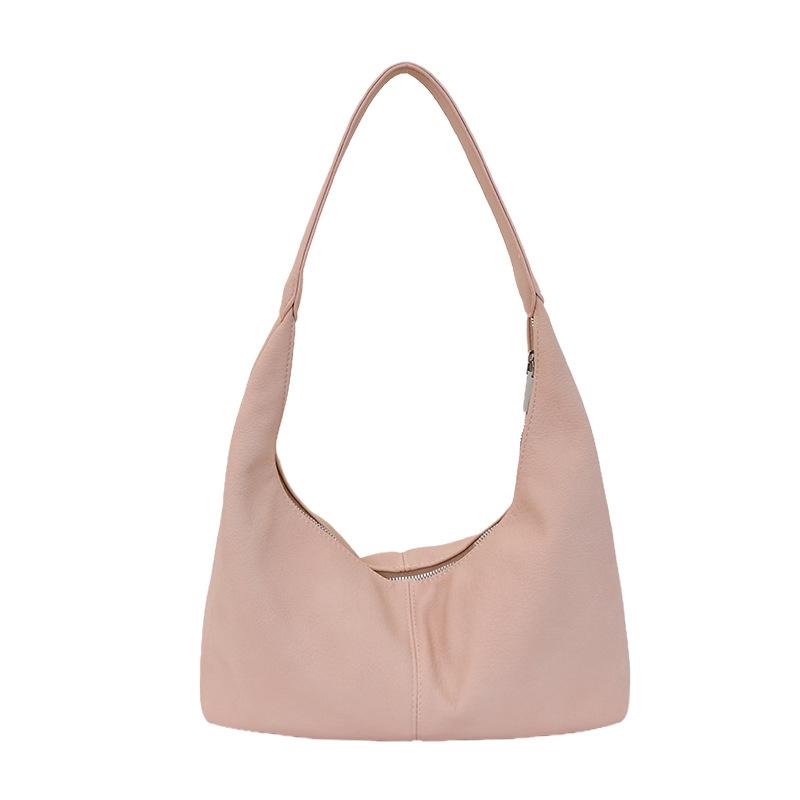 High Quality Soft PU Half Moon Shoulder Crossbody Bag Women Large Capacity Lazy Style Fashion Simple Commute Tote Handbag