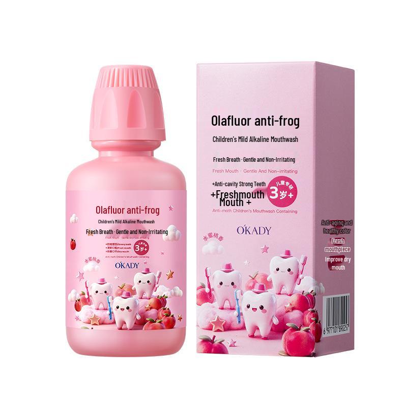 

Opeola Anti-Cavity Kids Alkaline Mouthwash, Watermelon Peach Flavor, Portable Fresh Breath