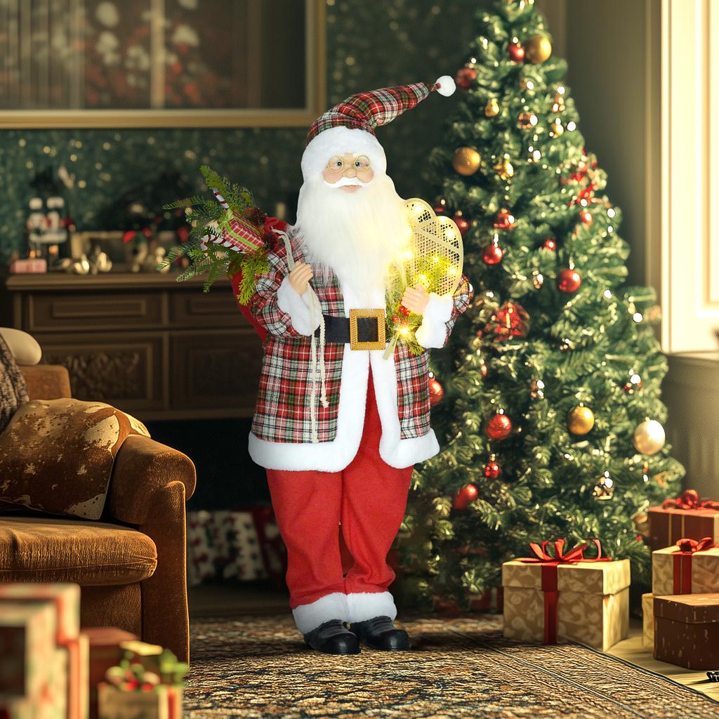 120cm Animated Santa Claus Figure, with Sound and Lights - Red/Green
