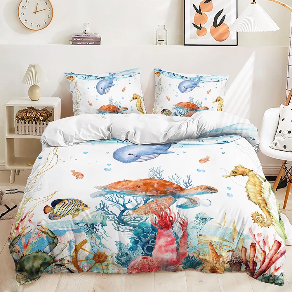 Mermaid Beautiful Rainbow Bedding Set Polyester Duvet Cover Set Single Full Twin Queen Comforter Sets for Girls Women Bed Linen