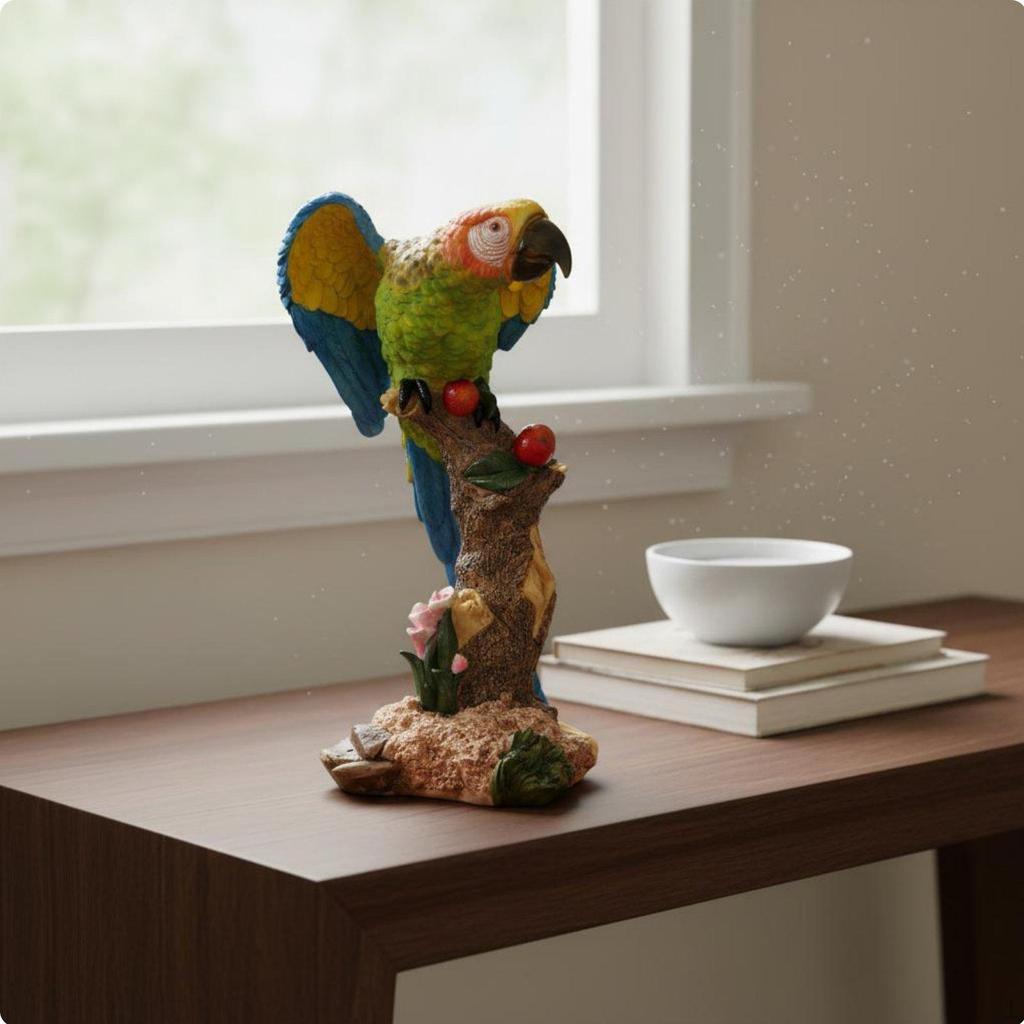 Statue de Perroquet Détails Réalistes Ornement d'Oiseau en Résine Couleurs Vives Sculpture d'Ara pour Entrée,