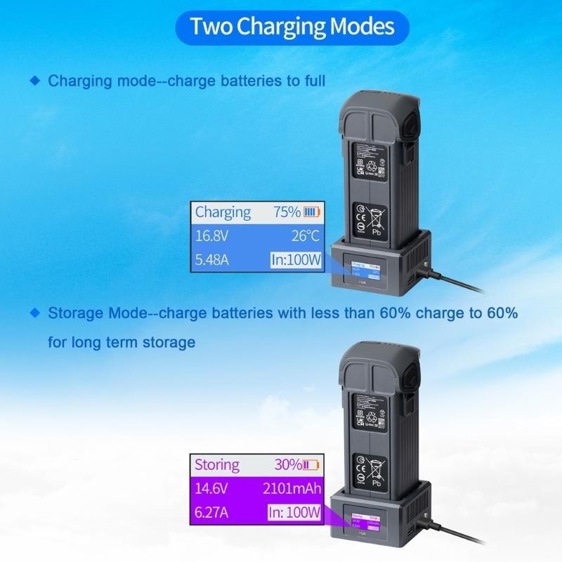 Intelligent Drones Battery Chargers with Color Screen Fast Charging Hub Intelligent Control Safety Features for 4Pro Photography