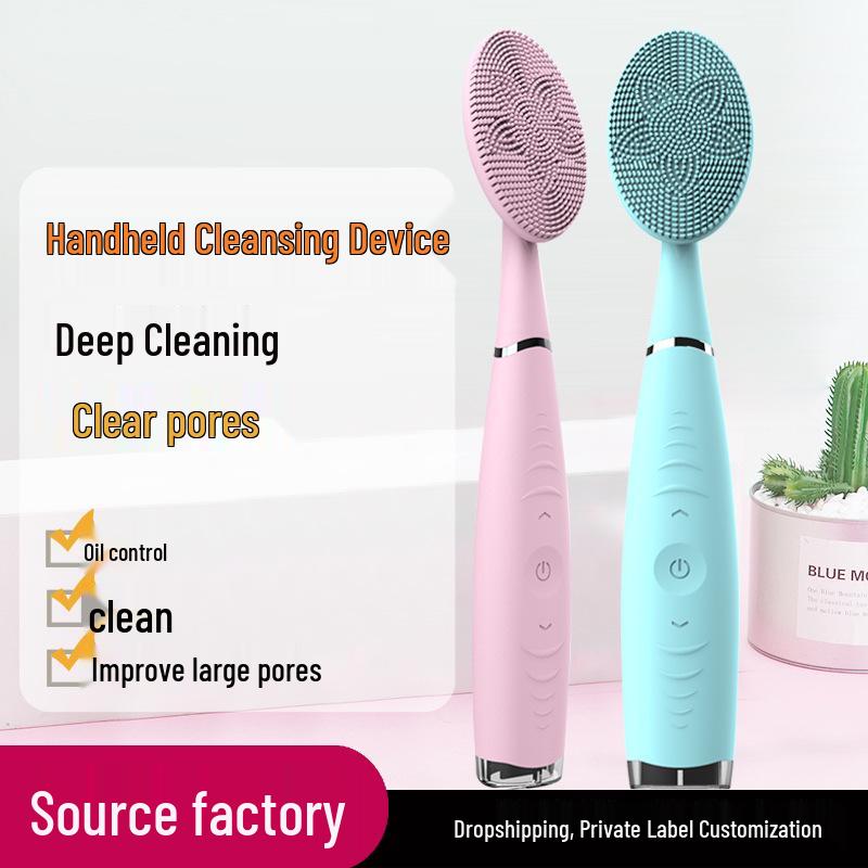Handheld Electric Silicone Facial Cleansing Brush and Massager