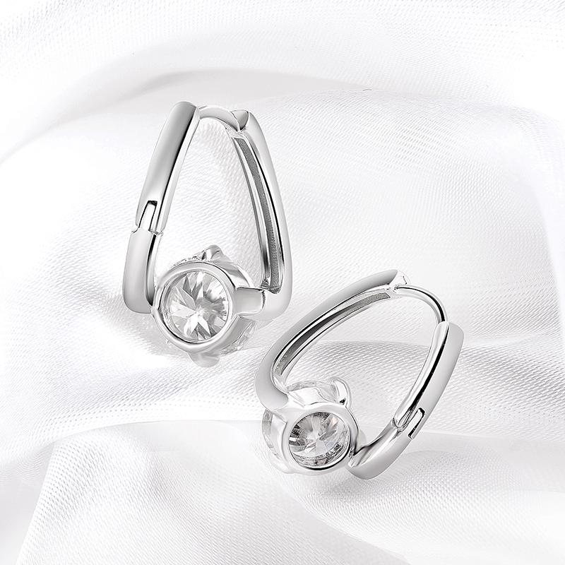 Smyoue Certified 2CTTW D Color Moissanite Hoop Earring for Women Sparkling High Quality Lab Diamond Jewelry 925  Silver