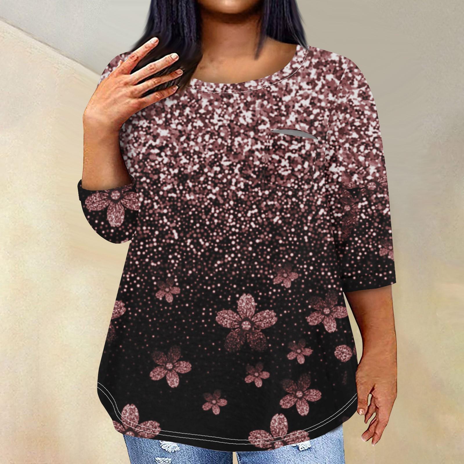 

Женский модный повседневный пуловер с круглым вырезом и рукавом три четверти с принтом, топ с рукавами 4/3 L красный