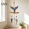 Jute Rope Wall Hanging Lighted Coastal Wooden Ornament, Nautical Fish Shell Starfish Sign with Handmade Beach Vibe Art Warm LED Lights, House