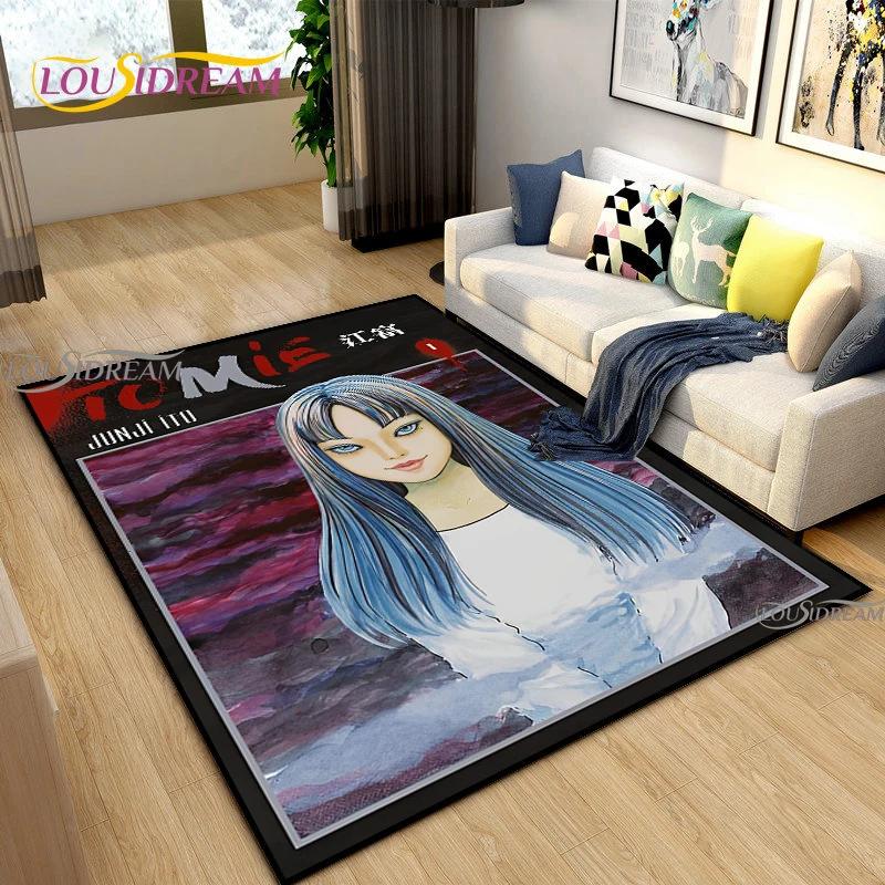 Junji Ito Art Fear Carpet for Living Room Bedroom Table Decor Yoga Area Rug Kitchen Kid Un-slip Floor Mat Alfombra Birthday Gift