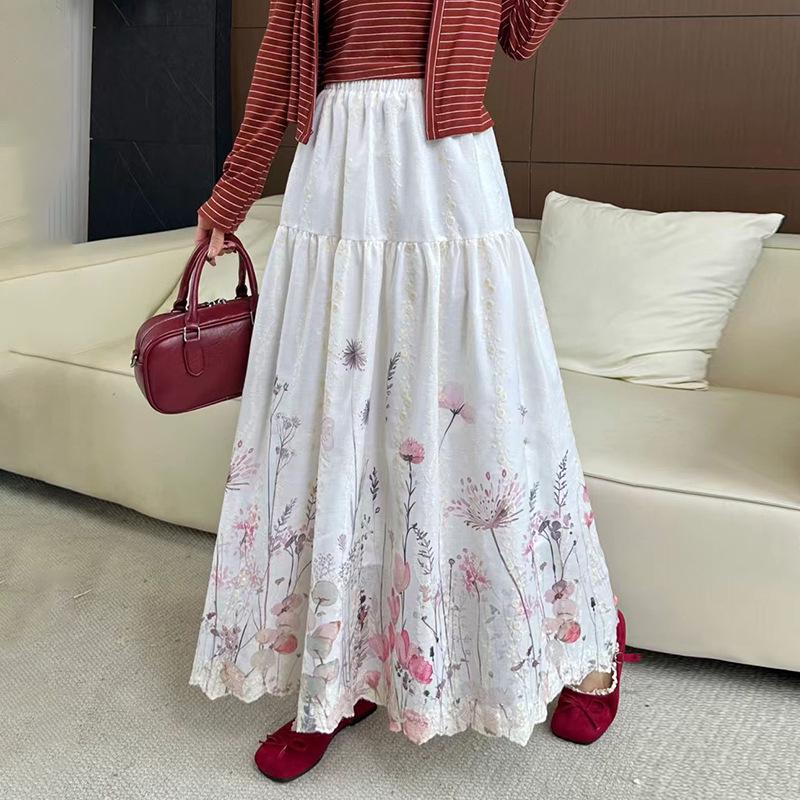 Fei Yuan Women's Ethnic Printed A-line Skirt - Autumn/Winter Artistic Fashion