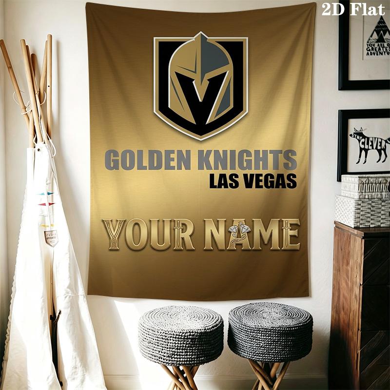 Name Custom Vegas Golden Knights Wall Tapestry Aesthetic Wall Hanging Printed Fabric Blanket Decorative Tapestries for Bedroom Living Room Home Decor