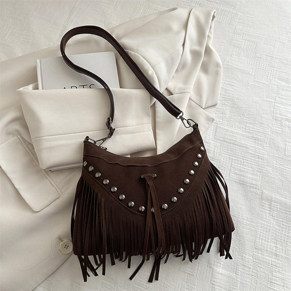 Korean Suede Crossbody Bag Bohemian Style Ethnic Style Handbag Sweet Tassel Shoulder Bag  Girls