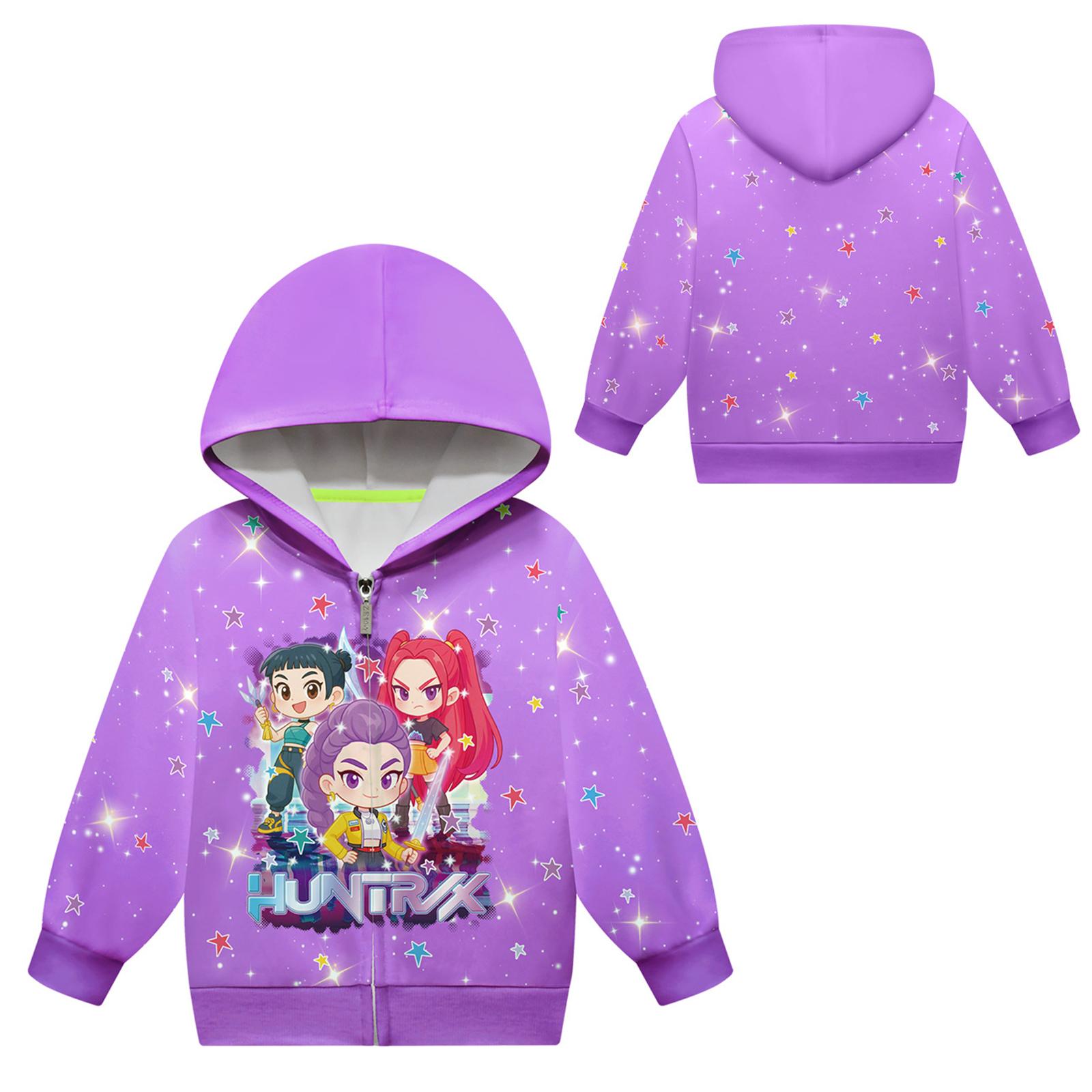 

Худи для девочек 3D Мультяшная куртка Толстовка Музыкальная на молнии с капюшоном с длинным рукавом Топы 150 фиолетовый