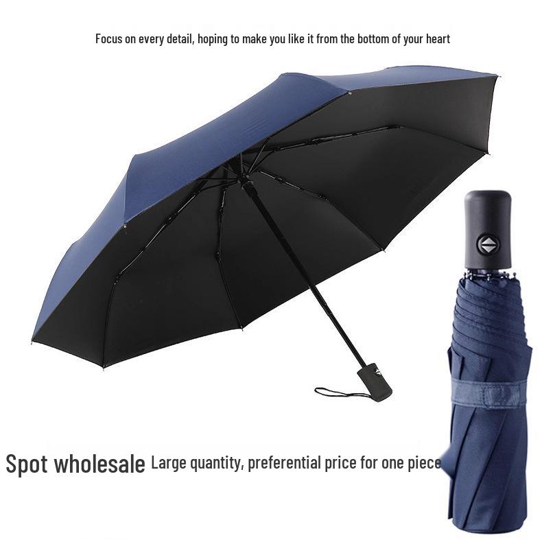 Automatischer 8-Rippen-Vinyl-Doppelfalt-Sturmschirm für Sonne und Regen mit Sonnenschutz- und Beschattungsfunktionen.