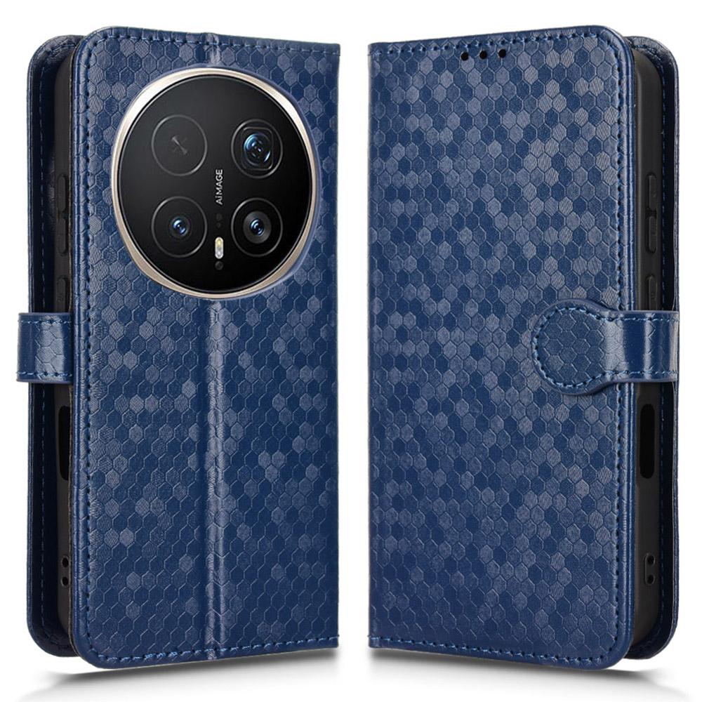 Etui Portfelowe do Honor Magic8 Pro 5G Wzór w Kropki Wytłaczane Pokrowiec ze Skóry PU ze Smyczką na Nadgarstek