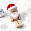 Christmas Shaking Wooden Man Figurine with Santa Hat And Beard Handmade Shaking Feet Wooden Doll with Magnetic Expressions for Car