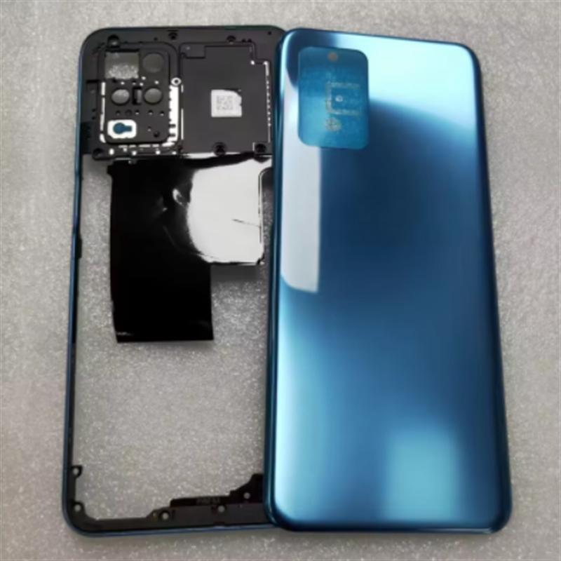 Middle Frame For Oppo Realme 8 4G 5G RMX3085 RMX3241 Back Cover Battery Door Housing Bezel+Side Button Repair Parts Realme8 5G Blue