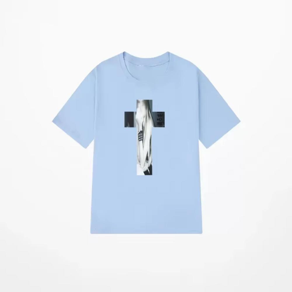 Cross Hip Hop Harajuku Graphic Print Pure cotton Tee Chic Streetwear Punk Short Sleeve T-shirt Vintage Gothic Y2K Cotton T-shirt