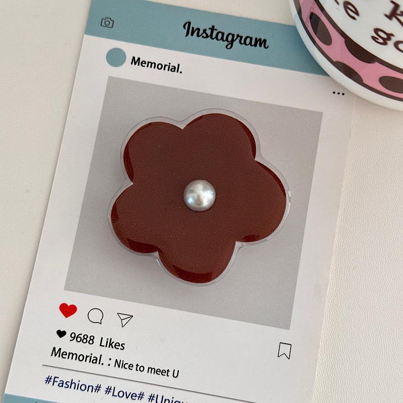 Korean Style Pearl Flower Phone Airbag Holder - Retractable Desktop Phone Stand
