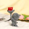 Valentine’s Day Bear Ornament with Preserved Rose Holding Eternal Flower Flocking Bear Decoration Wedding Anniversary