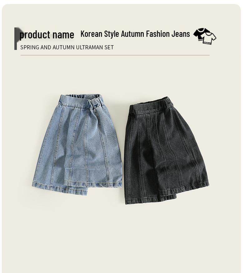 2025 Autumn Girls' Skin-Friendly Korean Style Wide-Leg Cropped Jeans
