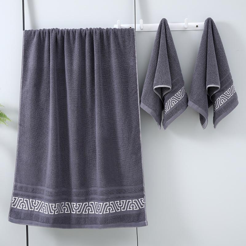 

3pcs/set Pure Cotton Thick Bath Towel 70x140cm Soft Absorbent No Shedding Color 34x74cm Adult Face Towel for Home and Hotel