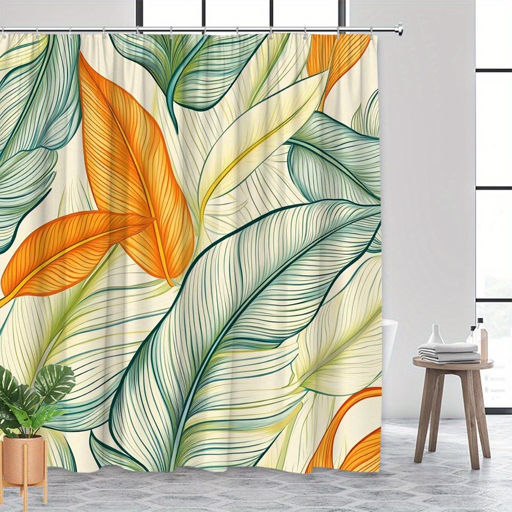 

Line Art Tropical Leaf Illustration Shower Curtain 1Pc With 12 Hooks For Bathroom Home Decor Polyester 70.8X70.8 Inch W60H190(CM)-1 Pcs